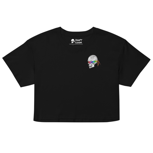 BLINDFOLDED SKULL WOMEN'S LOGO CROP TOP